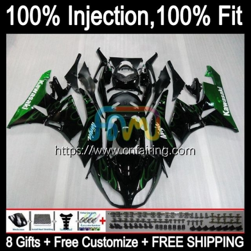 OEM Injection For KAWASAKI NINJA ZX-6R ZX 636 600CC 6R 600 CC 6 R ZX-636 ZX6R 09 10 11 Green Flames 12 ZX600 ZX636 2009 2010 2011 2012 Fairing 91HM.56