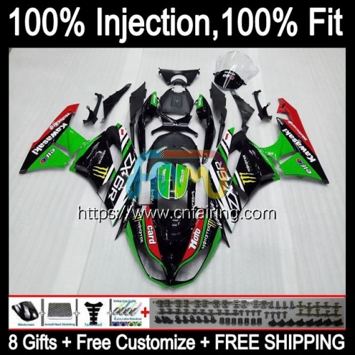 Injection OEM For KAWASAKI NINJA ZX600 ZX636 ZX-6R ZX-636 2009 2010 2011 2012 ZX 636 600CC 6R 600 CC 6 R ZX6R 09 10 11 12 Green black Fairing 91HM.79