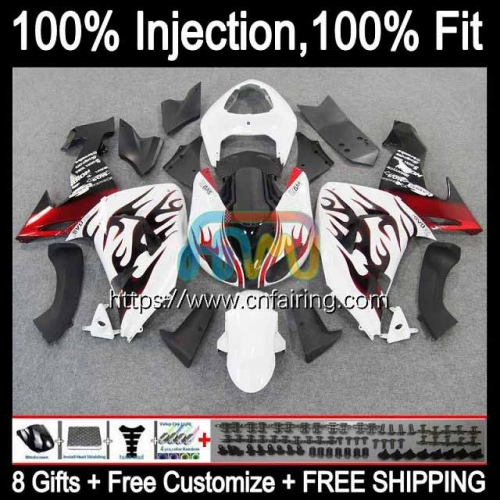 Injection Mold Kit For KAWASAKI NINJA ZX1000 C ZX 10R 10 R 1000CC 1000 CC Bodys ZX1000C ZX10R Red Flames 06 07 ZX-10R 2006 2007 OEM Fairing 90HM.3