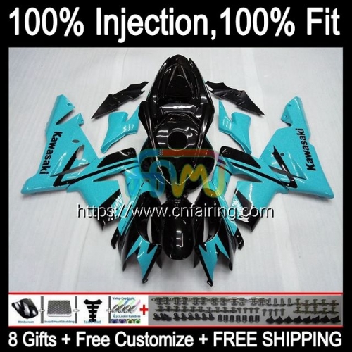 Injection Mold OEM For KAWASAKI NINJA ZX1000C Cyan Black ZX1000 C ZX-10R 2004 2005 Bodys ZX 10R 10 R 1000CC 1000 CC ZX10R 04 05 ABS Fairing 89HM.66