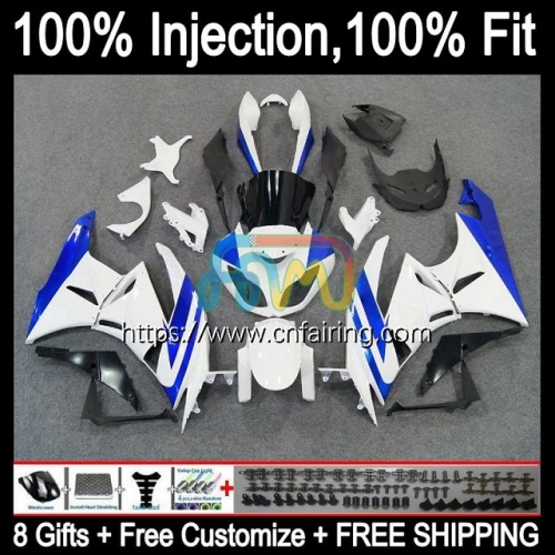 OEM Injection For KAWASAKI NINJA ZX-6R ZX 636 600CC 6R 600 CC 6 R ZX-636 ZX6R 09 10 11 12 ZX600 ZX636 2009 2010 2011 2012 Fairing White blue 91HM.19