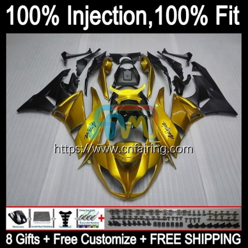 Injection OEM For KAWASAKI NINJA ZX600 ZX636 ZX-6R ZX-636 2009 2010 2011 2012 Golden Blk ZX 636 600CC 6R 600 CC 6 R ZX6R 09 10 11 12 Fairing 91HM.66