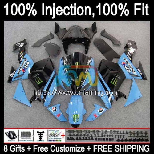 Injection Mold Kit For KAWASAKI NINJA ZX1000 C ZX 10R 10 R 1000CC 1000 CC Cyan black Bodys ZX1000C ZX10R 06 07 ZX-10R 2006 2007 OEM Fairing 90HM.10