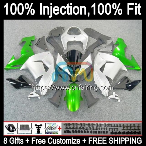 Injection Mold Kit For KAWASAKI NINJA ZX1000 C ZX 10R 10 R 1000CC 1000 CC Bodys ZX1000C ZX10R 06 07 ZX-10R Green Silver 2006 2007 OEM Fairing 90HM.11