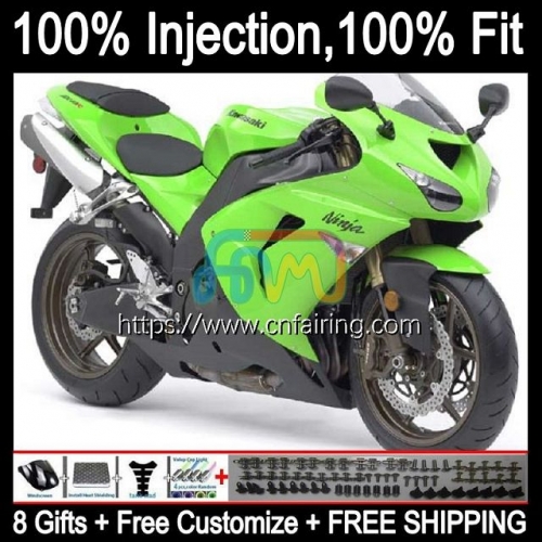 OEM Injection Mold For KAWASAKI NINJA ZX 10R 10 R 1000CC 1000 CC 2006 2007 Body ZX1000C ZX-10R ZX1000 C ZX10R 06 07 Full Fairing Green black 90HM.60