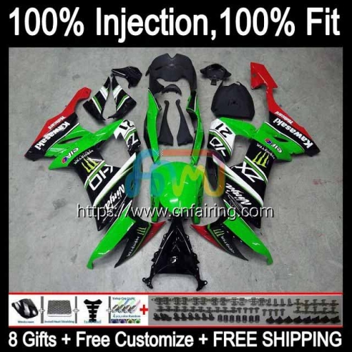 Injection Mold Body For KAWASAKI NINJA ZX1000C ZX 10R 10 R 1000CC 1000 CC Black green 2008 2009 2010 ZX-10R ZX1000 C ZX10R 08 09 10 Fairing 93HM.77