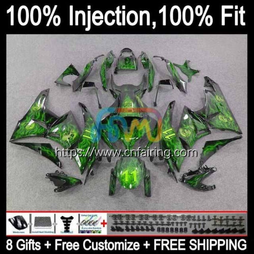 Injection Kit For KAWASAKI NINJA ZX 6R 600 CC 6 R ZX600 ZX636 ZX Green black 636 600CC ZX-636 ZX6R 19 20 21 ZX-6R 2019 2020 2021 OEM Fairing 96HM.18