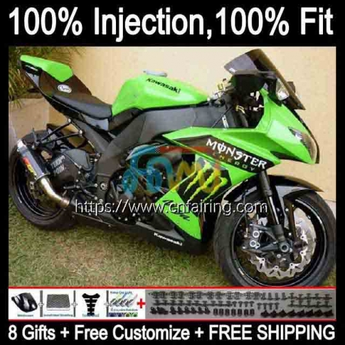 Injection Mold Body For KAWASAKI NINJA ZX1000C ZX 10R 10 R 1000CC 1000 CC 2008 2009 2010 ZX-10R Green black ZX1000 C ZX10R 08 09 10 Fairing 93HM.94