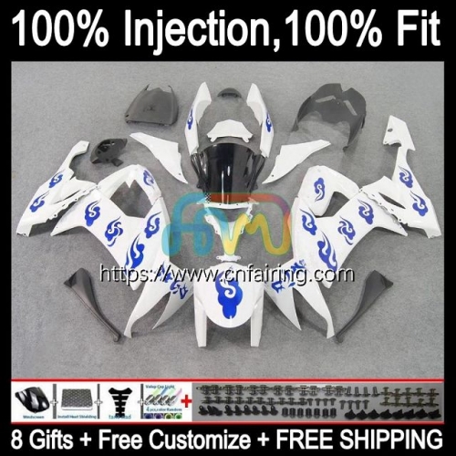 Injection Mold For KAWASAKI NINJA ZX-10R ZX1000 C ZX 10R 10 R 1000CC 1000 White blue CC ZX10R 08 09 10 ZX1000C 2008 2009 2010 OEM Fairings 93HM.16