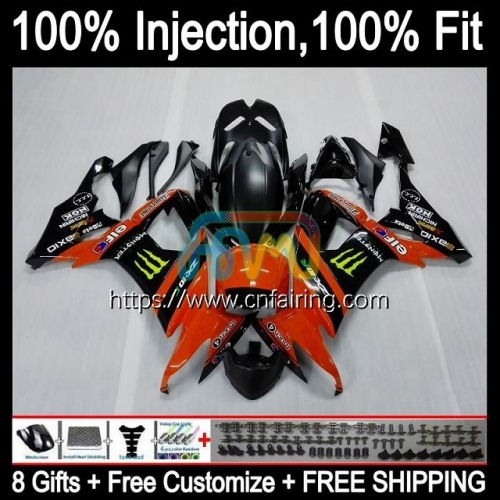 Injection Mold For KAWASAKI NINJA ZX-10R ZX1000 C ZX 10R Orange Black 10 R 1000CC 1000 CC ZX10R 08 09 10 ZX1000C 2008 2009 2010 OEM Fairings 93HM.57