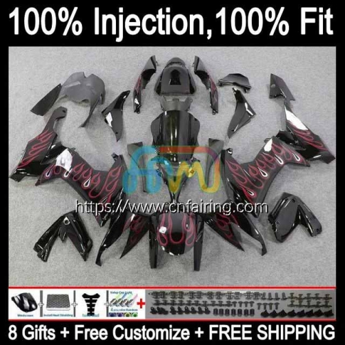 Injection Mold For KAWASAKI NINJA ZX-10R ZX1000 Red Flames C ZX 10R 10 R 1000CC 1000 CC ZX10R 08 09 10 ZX1000C 2008 2009 2010 OEM Fairings 93HM.22