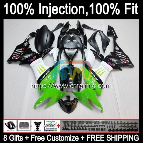 Injection Mold Body For KAWASAKI NINJA ZX1000C ZX 10R 10 R 1000CC 1000 CC 2008 2009 2010 ZX-10R ZX1000 C ZX10R Green white 08 09 10 Fairing 93HM.64