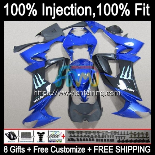 Injection Mold Body For KAWASAKI NINJA ZX1000C ZX 10R 10 R 1000CC 1000 CC 2008 2009 2010 ZX-10R Blue black ZX1000 C ZX10R 08 09 10 Fairing 93HM.114