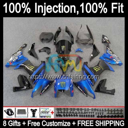 Injection Mold For KAWASAKI NINJA ZX-10R ZX1000 C ZX 10R 10 R 1000CC 1000 CC ZX10R 08 09 10 ZX1000C Stock Blue 2008 2009 2010 OEM Fairings 93HM.12