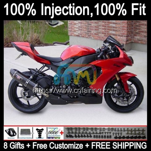 Injection Mold Body For KAWASAKI NINJA ZX1000C ZX 10R 10 R 1000CC 1000 CC 2008 2009 2010 ZX-10R Metallic Red ZX1000 C ZX10R 08 09 10 Fairing 93HM.110