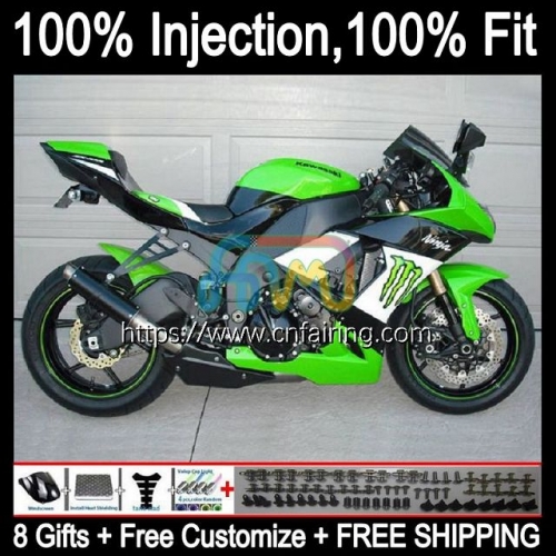 Injection Mold Body For KAWASAKI White green NINJA ZX1000C ZX 10R 10 R 1000CC 1000 CC 2008 2009 2010 ZX-10R ZX1000 C ZX10R 08 09 10 Fairing 93HM.98