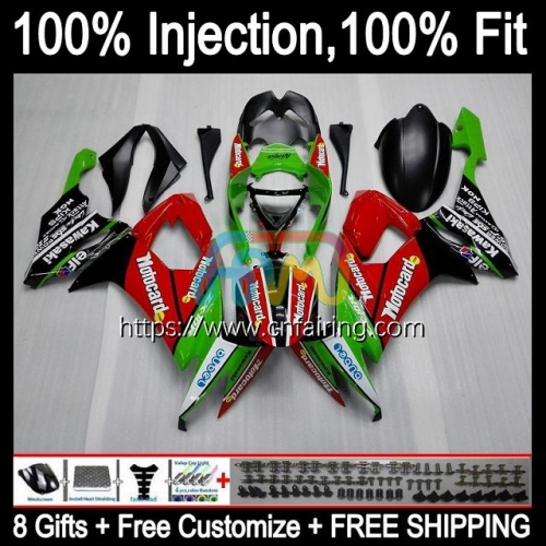 Injection Mold For KAWASAKI NINJA ZX-10R ZX1000 C ZX 10R 10 R 1000CC 1000 CC ZX10R 08 09 10 ZX1000C Red green blk 2008 2009 2010 OEM Fairings 93HM.58