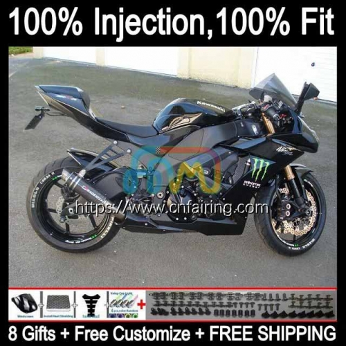 Injection Mold For KAWASAKI NINJA ZX-10R ZX1000 C ZX 10R 10 R 1000CC Glossy Black 1000 CC ZX10R 08 09 10 ZX1000C 2008 2009 2010 OEM Fairings 93HM.27