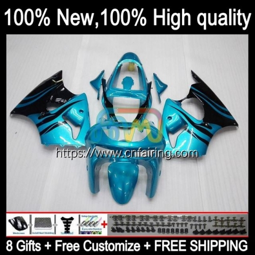 Bodys Kit For KAWASAKI NINJA ZX 636 Cyan&Flames 600CC 600 CC ZX 6R 6 R 1998 1999 Bodywork ZX-6R ZX-636 ZX600C ZX636 ZX600 ZX6R 98 99 Fairing 97HM.57