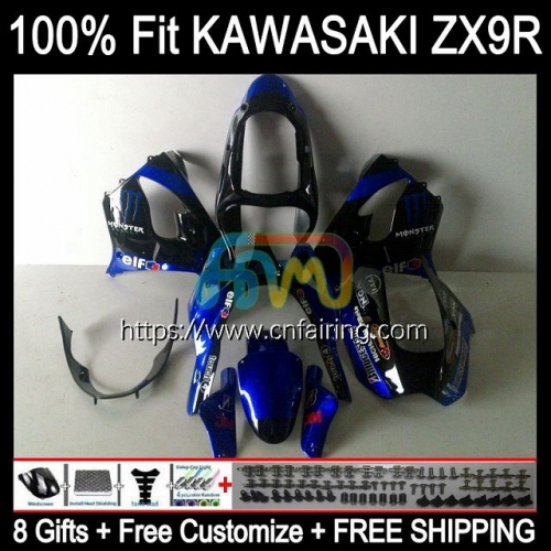 Injection Mold Bodys For KAWASAKI NINJA ZX-900 ZX 9R 900CC Bodywork Black blue ZX-9R ZX 9 R 900 CC ZX9R 00 01 ZX900 2000 2001 OEM Fairings 99HM.21