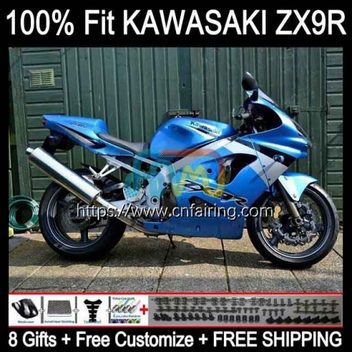 OEM Injection Mold For KAWASAKI Metallic Blue NINJA ZX900 C ZX 9R 900CC Body ZX-9R ZX 9 R 900 CC Bodywork ZX9R 02 03 ZX-900 2002 2003 Fairing 100HM.1