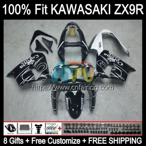 Body Injection Mold For KAWASAKI Black CORONA NINJA ZX-9R ZX 9 R 900 CC 2000 2001 Bodyworks ZX900 C ZX-900 ZX 9R 900CC ZX9R 00 01 OEM Fairing 99HM.70