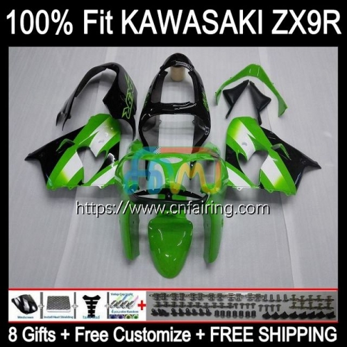 Body Injection Mold For KAWASAKI NINJA ZX-9R ZX Black green 9 R 900 CC 2000 2001 Bodyworks ZX900 C ZX-900 ZX 9R 900CC ZX9R 00 01 OEM Fairing 99HM.66