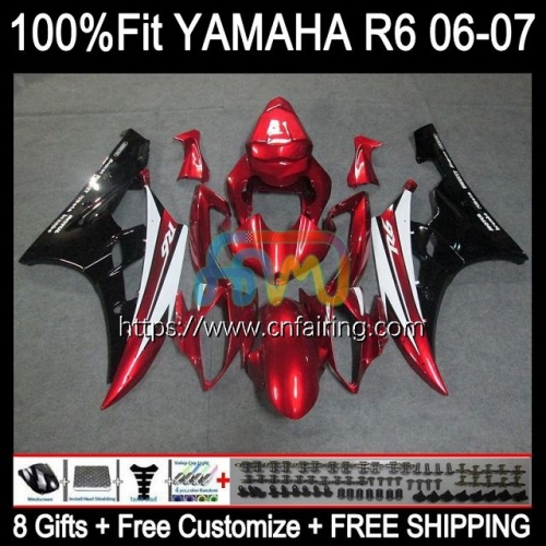 Body Injection Mold For YAMAHA Red black YZF-R6 YZF600 YZF R6 600CC YZF 600 R 6 CC Bodywork YZFR6 06 07 YZF-600 2006 2007 OEM Fairing Kit 102HM.22