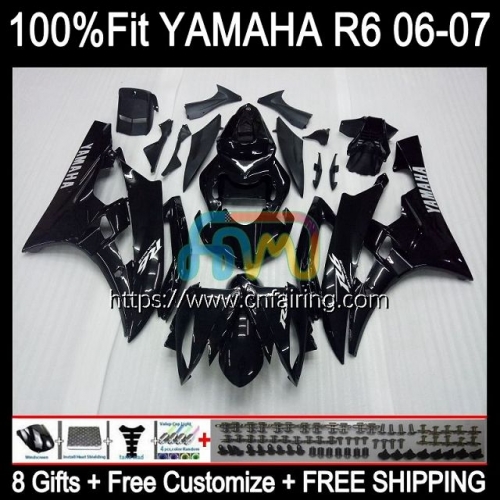 Body Injection Mold For YAMAHA YZF-R6 YZF600 YZF R6 600CC YZF 600 R 6 CC Bodywork YZFR6 06 07 Gloss Black YZF-600 2006 2007 OEM Fairing Kit 102HM.40