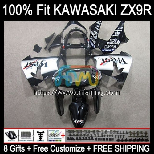 OEM Injection Mold For KAWASAKI NINJA ZX-9R ZX 9 R 900 CC 1998 1999 Bodywork ZX 9R 900CC Body ZX900 C ZX-900 ZX9R 98 99 Black West Fairing 101HM.75