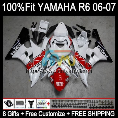 Body Injection Mold For YAMAHA YZF-R6 YZF600 YZF R6 600CC YZF 600 R 6 CC Bodywork YZFR6 06 07 YZF-600 Black red hot 2006 2007 OEM Fairing Kit 102HM.35