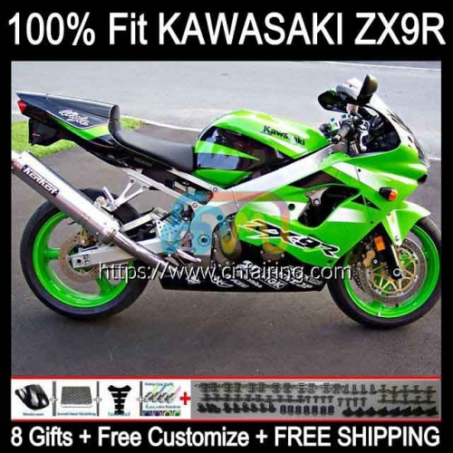 Injection Mold Body For KAWASAKI NINJA ZX Stock Green 9 R 900 CC ZX-900 Bodywork ZX 9R 900CC ZX900 C ZX9R 98 99 ZX-9R 1998 1999 OEM Fairing 101HM.19