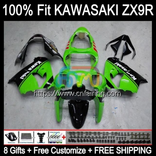 Body Injection Mold For KAWASAKI NINJA ZX-9R ZX 9 R 900 CC 2000 2001 Bodyworks ZX900 Green black C ZX-900 ZX 9R 900CC ZX9R 00 01 OEM Fairing 99HM.65