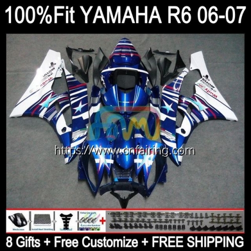 Body Injection Mold For YAMAHA YZF-R6 YZF600 YZF R6 600CC YZF 600 R 6 Blue FIAT hot CC Bodywork YZFR6 06 07 YZF-600 2006 2007 OEM Fairing Kit 102HM.28