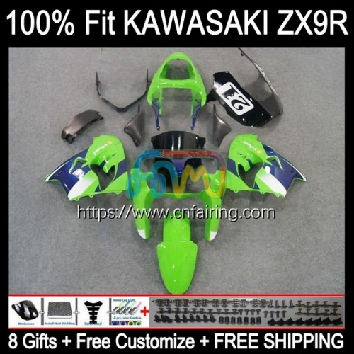 OEM Injection Mold For KAWASAKI NINJA ZX900 Blue green C ZX 9R 900CC Body ZX-9R ZX 9 R 900 CC Bodywork ZX9R 02 03 ZX-900 2002 2003 Fairing 100HM.7