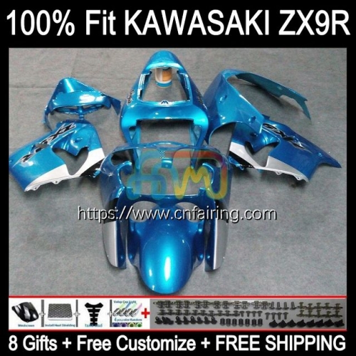 Body Injection Mold For KAWASAKI Glossy Cyan NINJA ZX-9R ZX 9 R 900 CC 2000 2001 Bodyworks ZX900 C ZX-900 ZX 9R 900CC ZX9R 00 01 OEM Fairing 99HM.44