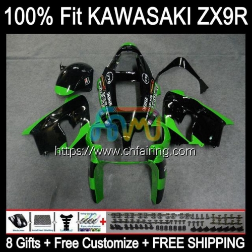 Injection Mold Bodys For KAWASAKI NINJA ZX-900 ZX 9R 900CC Bodywork ZX-9R ZX Green black 9 R 900 CC ZX9R 00 01 ZX900 2000 2001 OEM Fairings 99HM.24