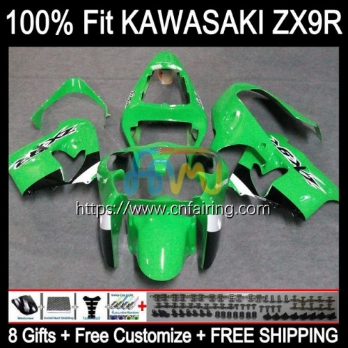 Injection Mold Body For KAWASAKI NINJA ZX-900 ZX900 C ZX 9R 900CC 2002 2003 Bodywork ZX-9R ZX 9 R 900 CC ZX9R 02 03 OEM Green black Fairing 100HM.47