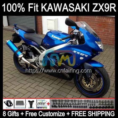 Injection Mold Body For KAWASAKI NINJA ZX 9 R 900 CC ZX-900 Bodywork ZX 9R 900CC ZX900 C ZX9R 98 99 Factory Blue ZX-9R 1998 1999 OEM Fairing 101HM.18