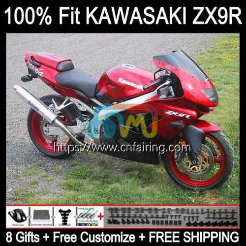 Injection Factory Red Mold Body For KAWASAKI NINJA ZX 9 R 900 CC ZX-900 Bodywork ZX 9R 900CC ZX900 C ZX9R 98 99 ZX-9R 1998 1999 OEM Fairing 101HM.25