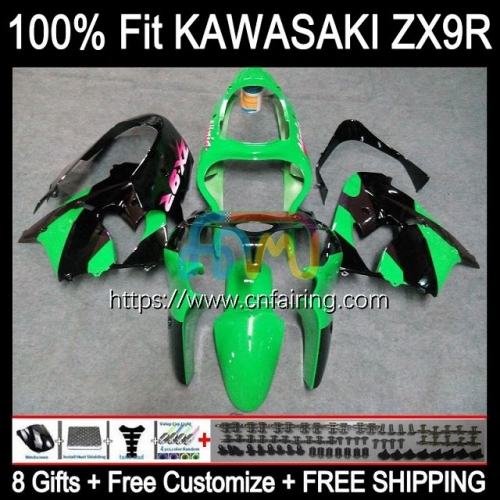 Injection Mold Body For KAWASAKI NINJA ZX-900 ZX900 C ZX 9R 900CC 2002 2003 Bodywork ZX-9R ZX 9 R 900 Green black CC ZX9R 02 03 OEM Fairing 100HM.45