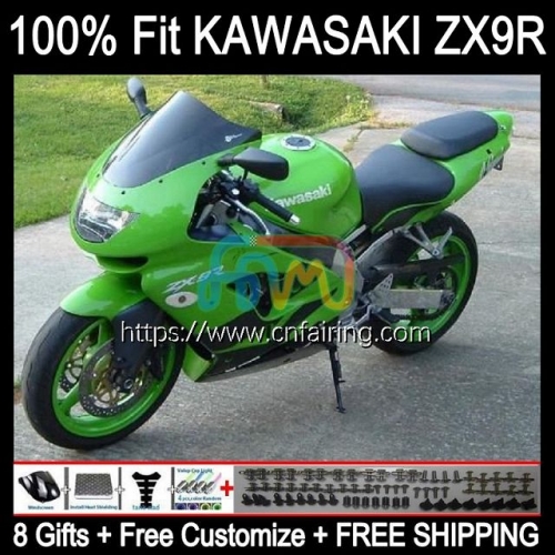 Injection Mold Body For KAWASAKI NINJA ZX GREEN BLACK 9 R 900 CC ZX-900 Bodywork ZX 9R 900CC ZX900 C ZX9R 98 99 ZX-9R 1998 1999 OEM Fairing 101HM.30