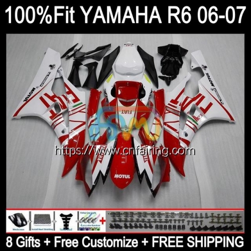 Body Injection Mold For YAMAHA YZF-R6 YZF600 YZF R6 600CC YZF 600 R 6 CC Bodywork YZFR6 06 07 YZF-600 2006 2007 OEM Fairing FIAT Red hot Kit 102HM.33