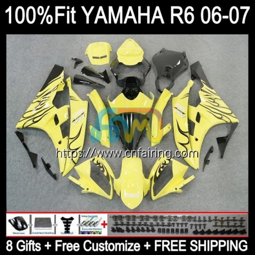 Body Injection Mold For YAMAHA Yellow Black YZF-R6 YZF600 YZF R6 600CC YZF 600 R 6 CC Bodywork YZFR6 06 07 YZF-600 2006 2007 OEM Fairing Kit 102HM.3