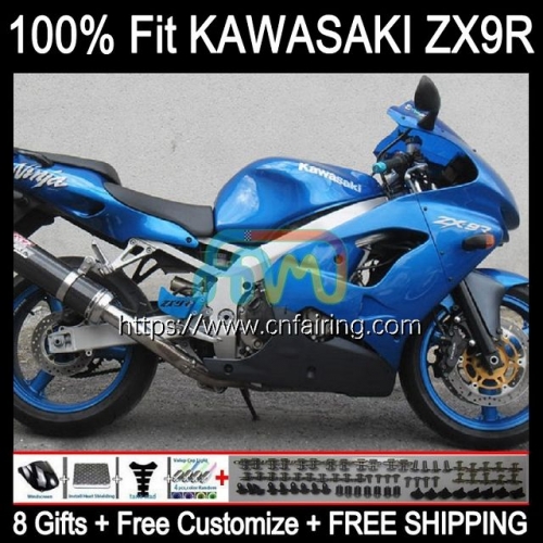 Injection Mold Body For KAWASAKI NINJA ZX 9 R 900 CC ZX-900 Bodywork Glossy Blue ZX 9R 900CC ZX900 C ZX9R 98 99 ZX-9R 1998 1999 OEM Fairing 101HM.33