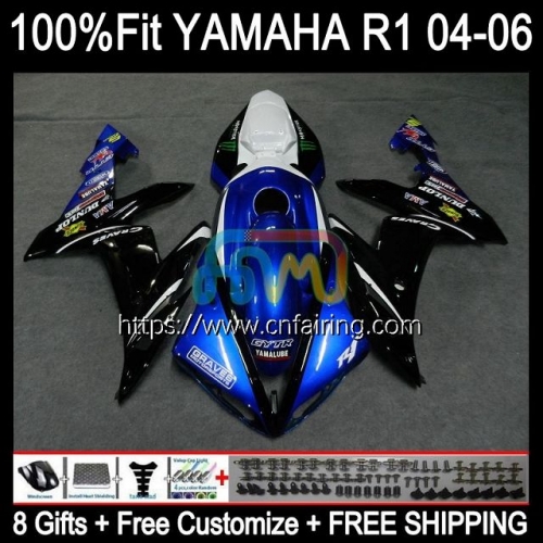 Body Kit Injection For YAMAHA YZF R1 1000CC YZF R 1 1000 CC YZF-R1 YZF1000 YZFR1 04 05 06 YZF-1000 2004 2005 2006 Blue black OEM Fairings 104HM.29