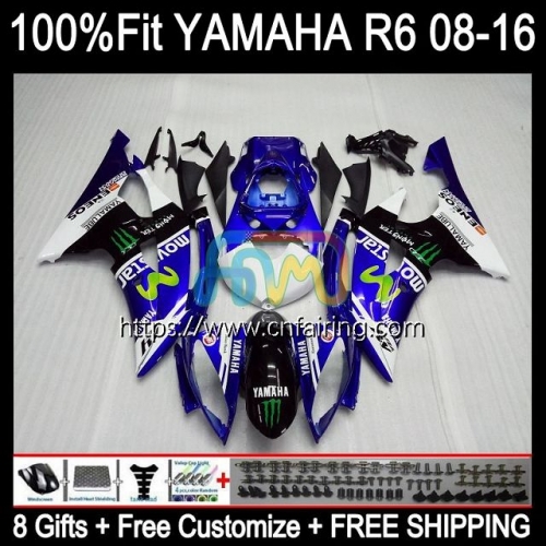 OEM Injection For YAMAHA YZF R6 600 R 6 600CC 2008 2009 2010 2011 2012 Body YZF600 YZF-R6 YZF-600 YZFR6 08 13 14 15 16 Fairings 103HM.41 Movistar blue