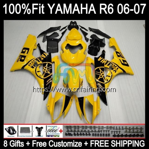 Body Injection Mold For YAMAHA YZF-R6 YZF600 YZF R6 600CC YZF 600 Light Yellow R 6 CC Bodywork YZFR6 06 07 YZF-600 2006 2007 OEM Fairing Kit 102HM.45