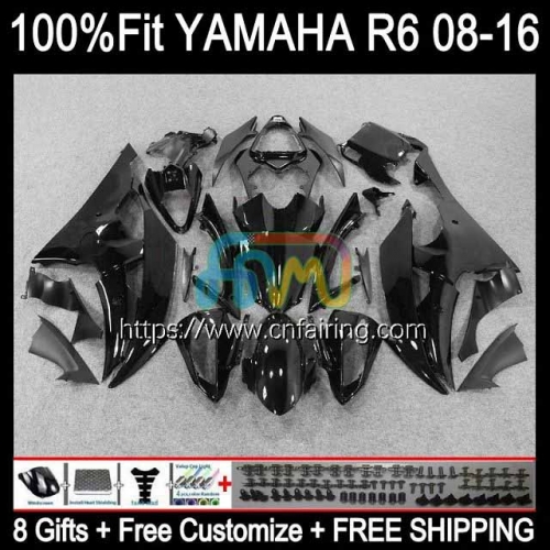 Injection Body For YAMAHA YZF-R6 YZF600 YZF R6 600 R 6 CC YZFR6 08 09 10 11 12 600CC YZF-600 Gloss Black 2013 2014 2015 2016 OEM Fairing Kit 103HM.21