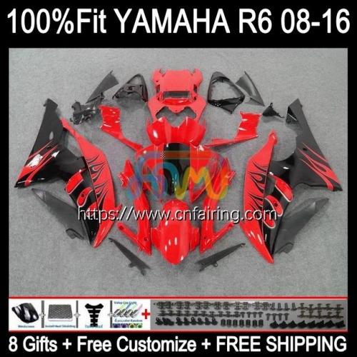 Injection Body For YAMAHA YZF-R6 YZF600 YZF Red Flames R6 600 R 6 CC YZFR6 08 09 10 11 12 600CC YZF-600 2013 2014 2015 2016 OEM Fairing Kit 103HM.11